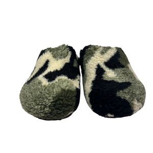 Steve Madden Vesa Slippers Mules Size 10 Camouflage Faux Fur Cork Sole Comfort